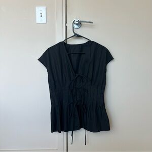 Source Unknown Black Lace-Up Blouse